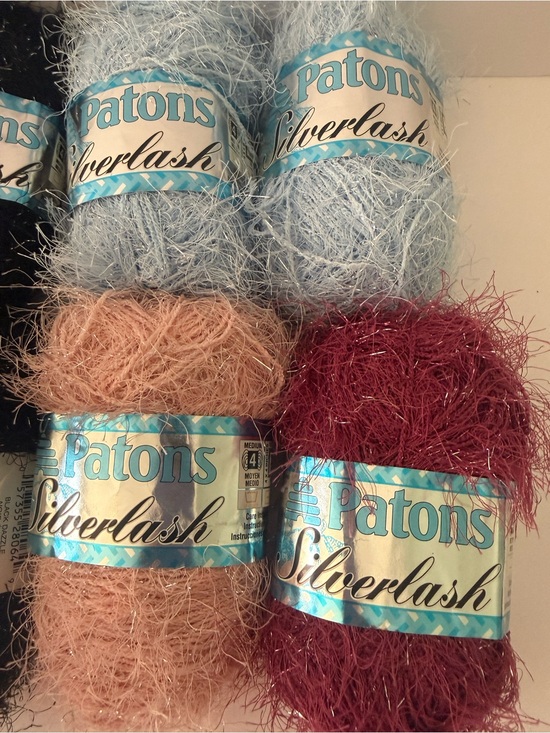 Patons Other - 10 Patons Silverlash Eyelash Yarn Bundle - Black, Light Blue & Light Pink